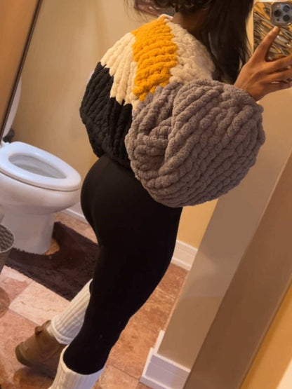 Knitted Cropped Cardigan (No Hood)