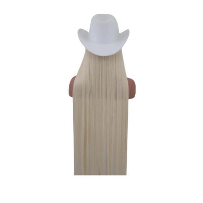Platinum Blonde Cowboy Hat Wig
