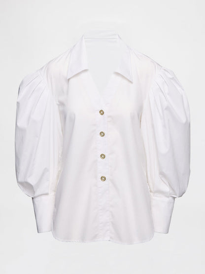 Puff Sleeve Open-Back Shirt
