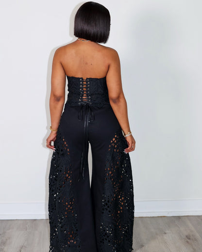 Classy Embroidered Pants Suit