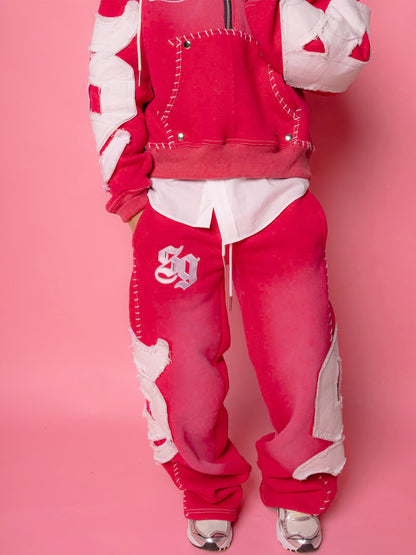 Hooded Embroidered Drawstring Waist Two Pieces Set