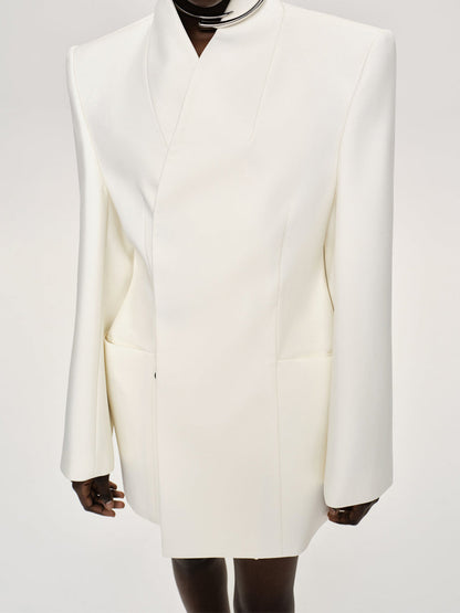 Hourglass Silhouette Lapelless Cinched Waistline Blazer