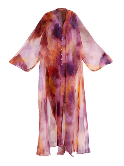 Elegant Printed Cardigan Robe