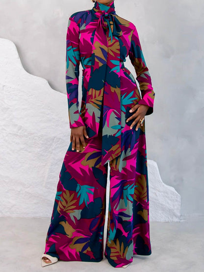 High Neck Printed Two Pieces Set