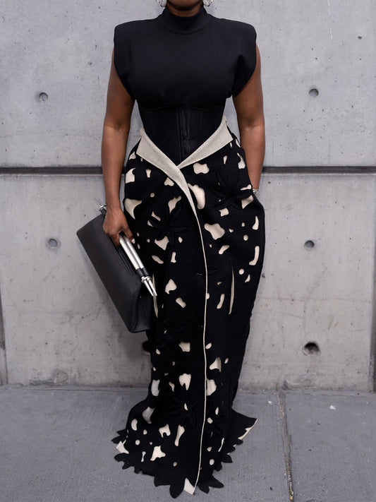 Floral Single-breasted Cutout Coat