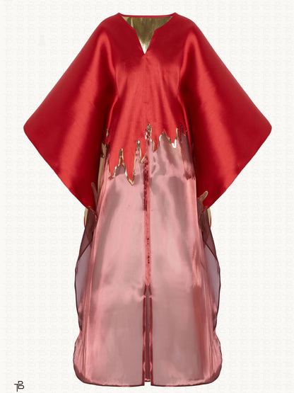 Split Neck Loose Printed Maxi Dress