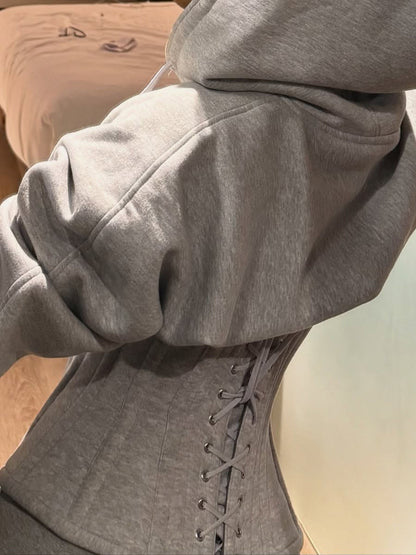 Eyelet Detail Sweatshirt Two Pieces Dress