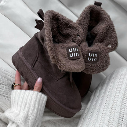 Platform Fleece Lace-Up Snow Boots