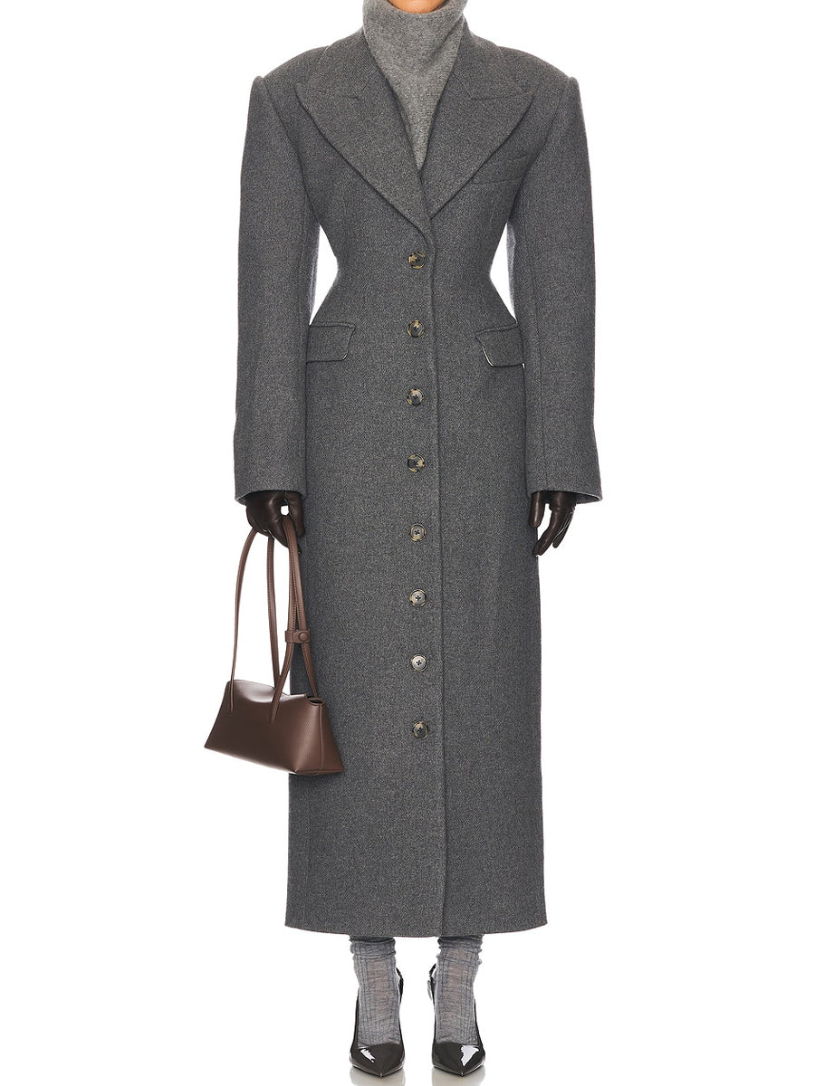 Double-breasted Darted Waist Design Casual Coat