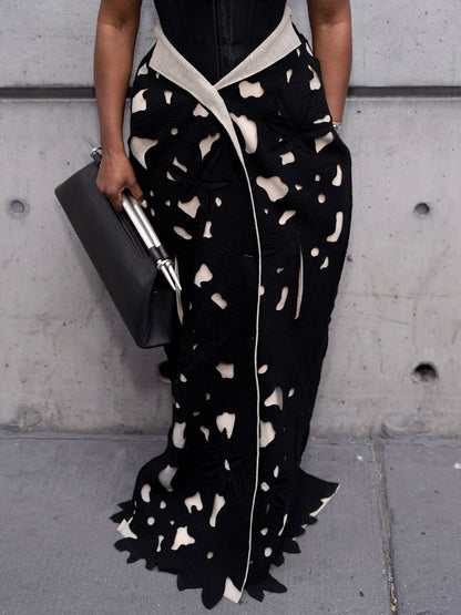 Floral Single-breasted Cutout Coat