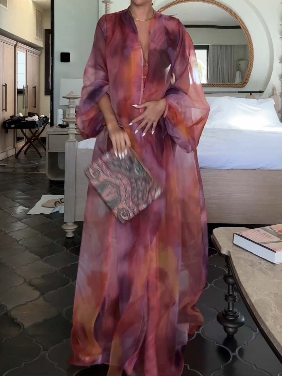 Elegant Printed Cardigan Robe