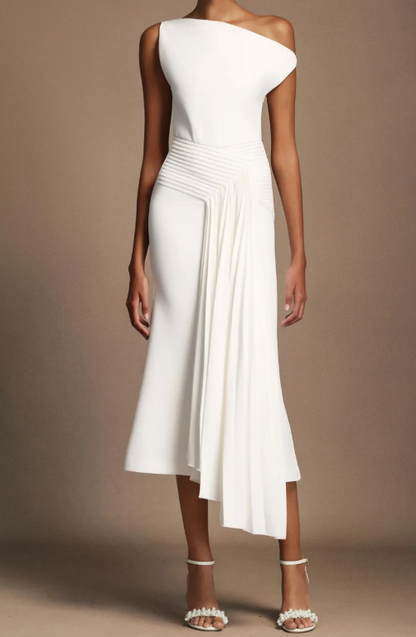 Demure Irregular Occasion Midi Dress