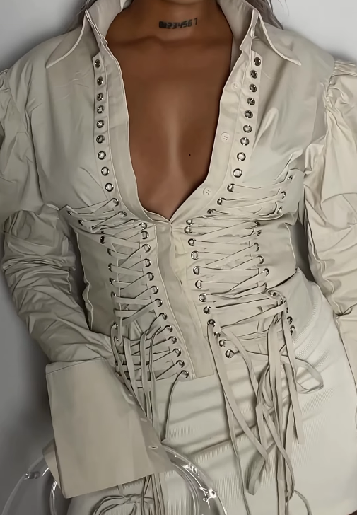 Y2K Lace Up Shirt