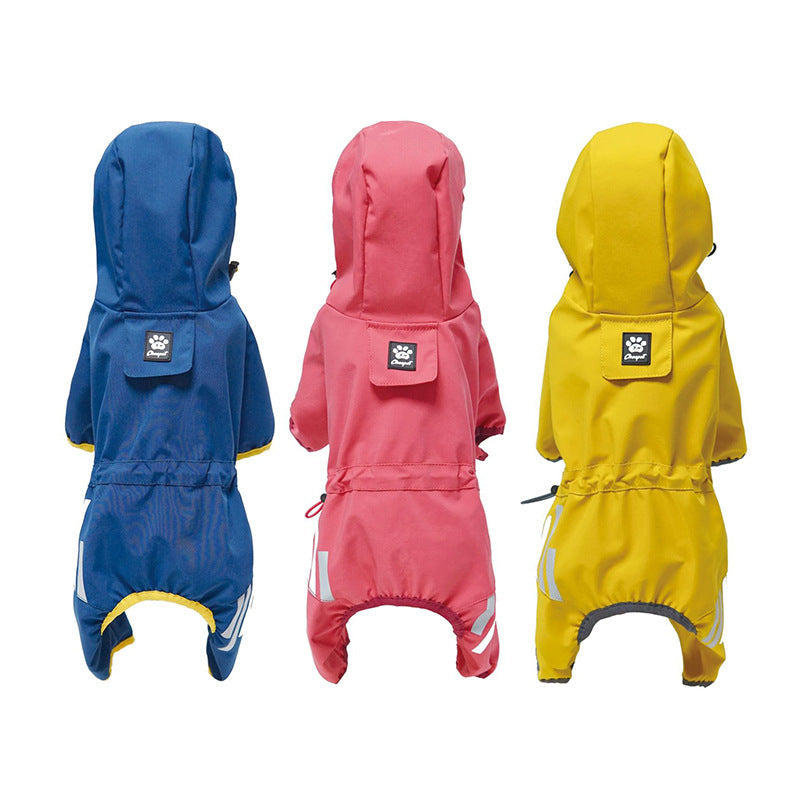 Dog Raincoat for Small Dogs Adjustable Four-Legged Reflective Dogs Rain Coat