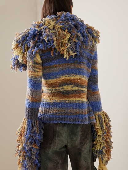 Multi-color Tassel Knitted Cardigan
