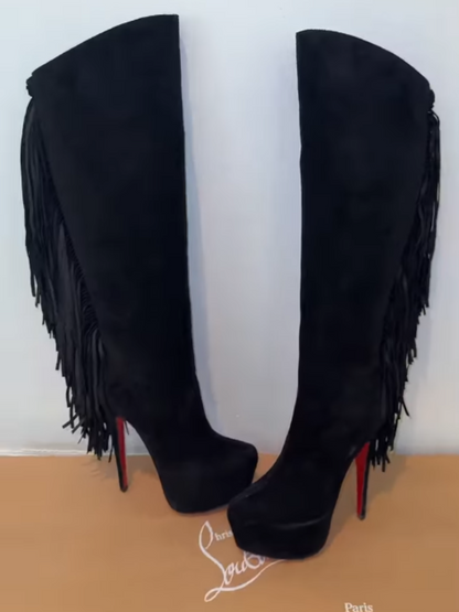 Fringed Suede Pumps